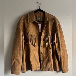NWT Wild Fable Women's Faux Suede Fringe Jacket Size Large